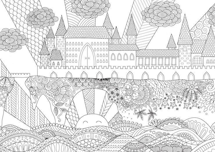 Hand gezeichnet Schloss Hintergrund