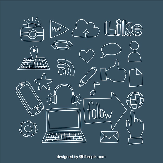 Hand gezeichnet Social Media Icons