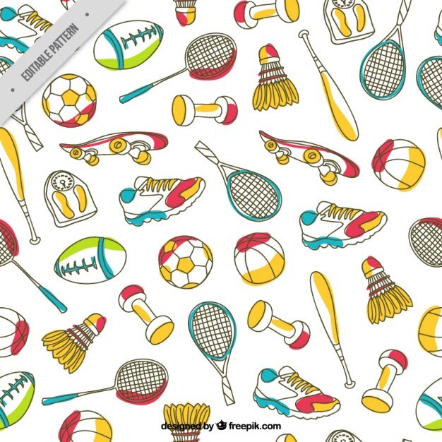 Kostenlose Vektor hand gezeichnet sport elemente muster