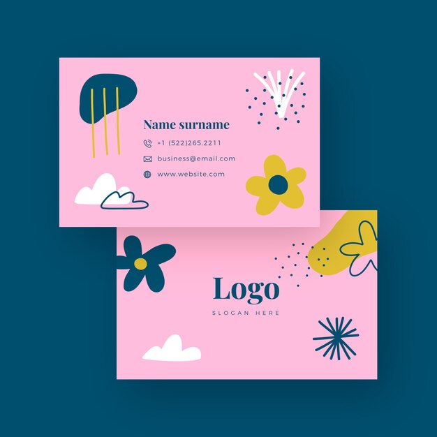 Hand gezeichnete abstrakte Visitenkarte des flachen Designs