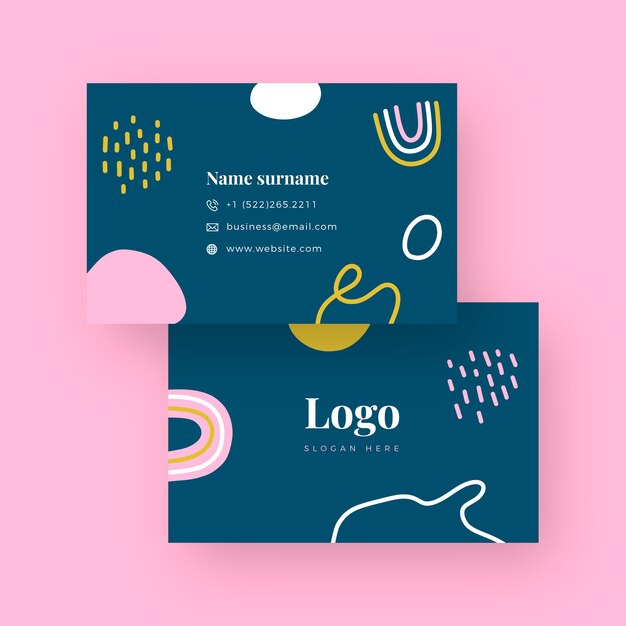 Hand gezeichnete abstrakte Visitenkarte des flachen Designs
