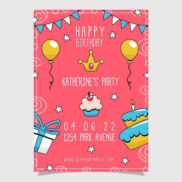 Hand gezeichnete alles Gute zum Geburtstagplakatschablone