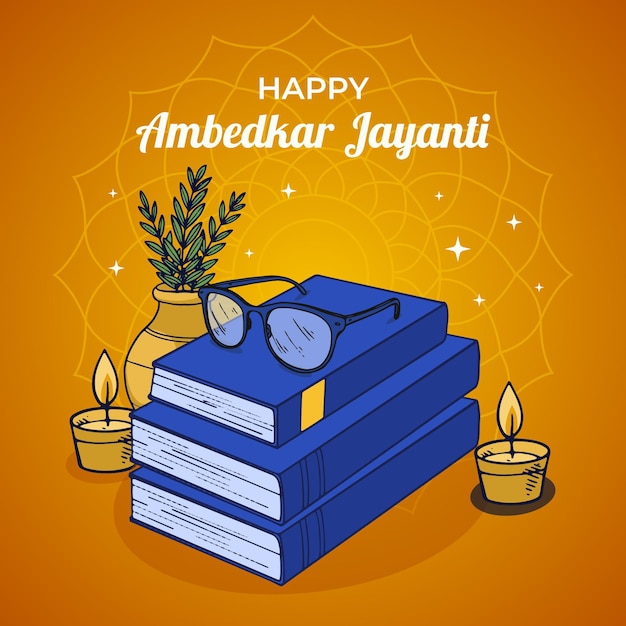 Kostenloser Vektor hand gezeichnete ambedkar jayanti illustration