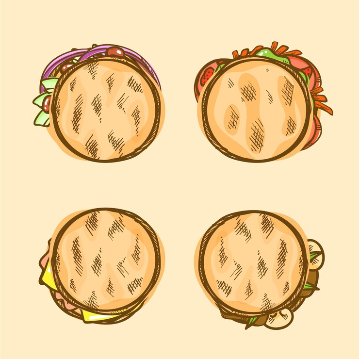 Kostenlose Vektor hand gezeichnete arepas draufsicht