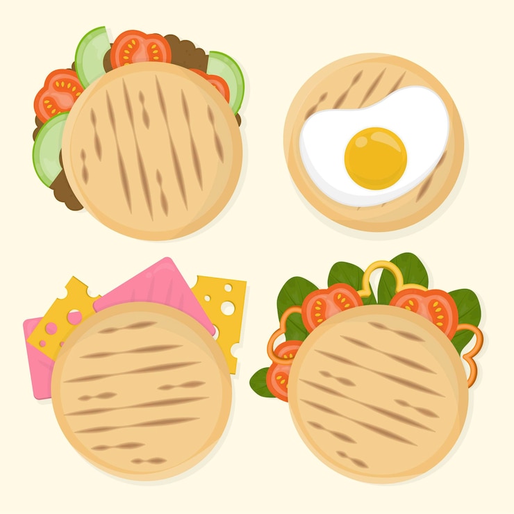 Kostenlose Vektor hand gezeichnete arepas-packung