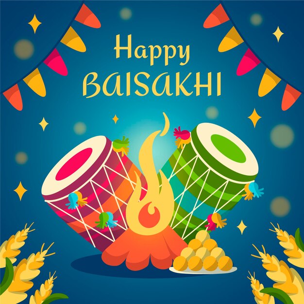 Hand gezeichnete baisakhi illustration