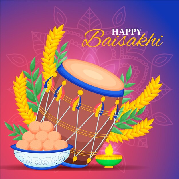 Hand gezeichnete baisakhi Illustration