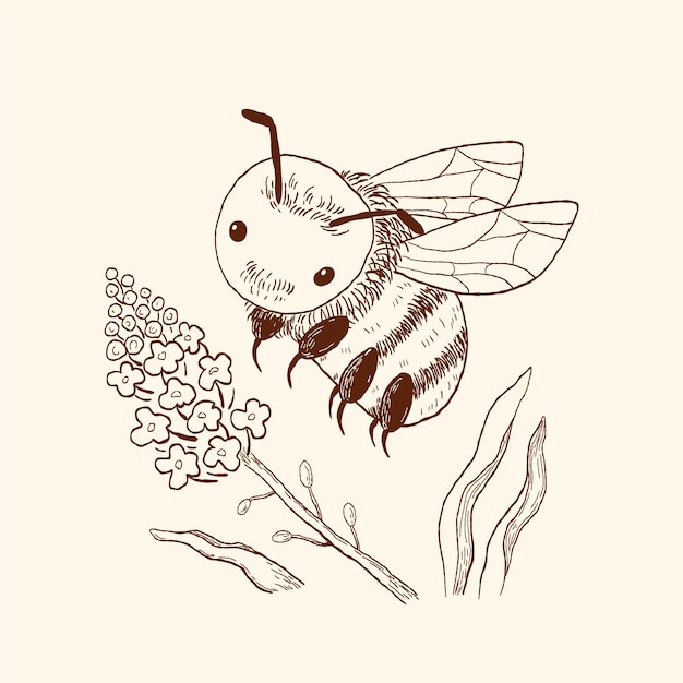 Hand gezeichnete Bienenumrissillustration