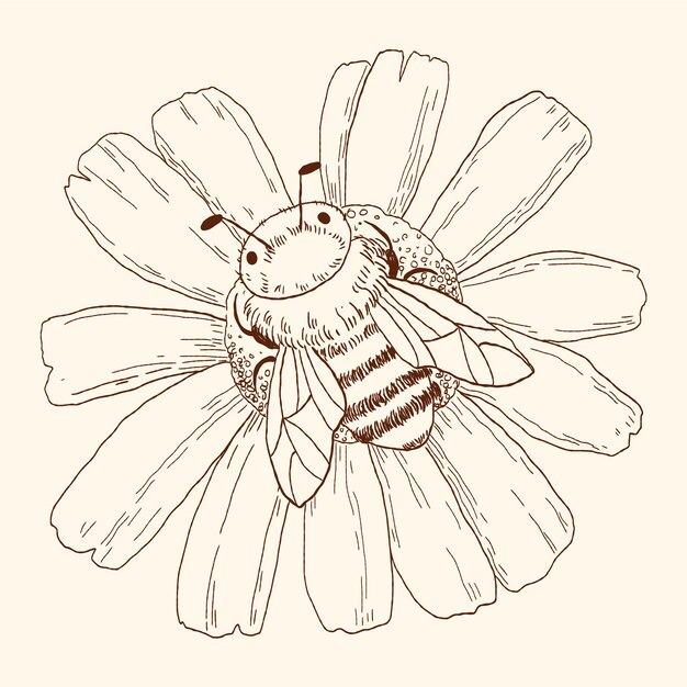 Hand gezeichnete Bienenumrissillustration