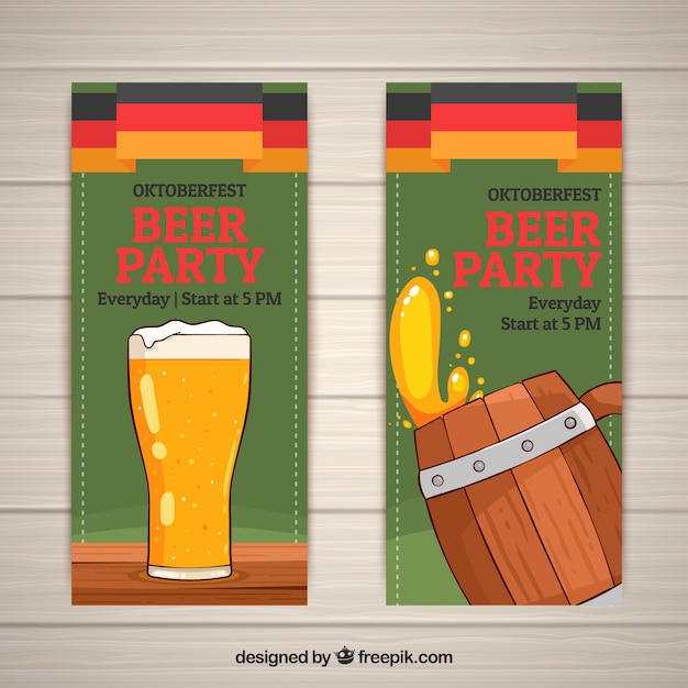 Kostenloser Vektor hand gezeichnete bier party banner