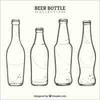 Kostenloser Vektor hand gezeichnete bierflaschensammlung
