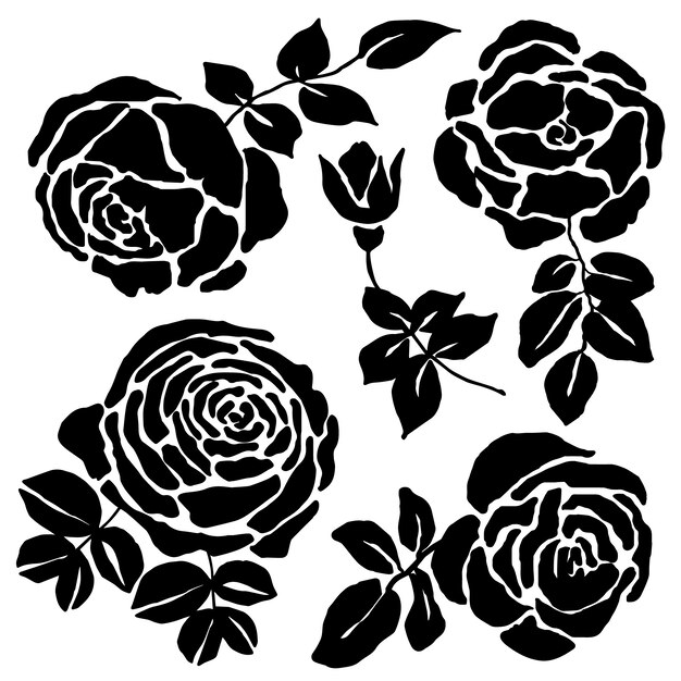 Hand gezeichnete Blumenschattenbildillustration