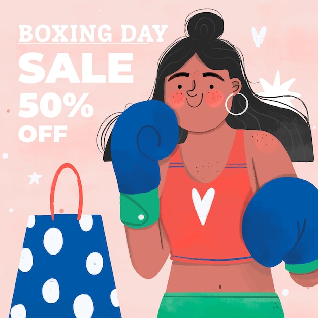 Hand gezeichnete boxing day sale illustration