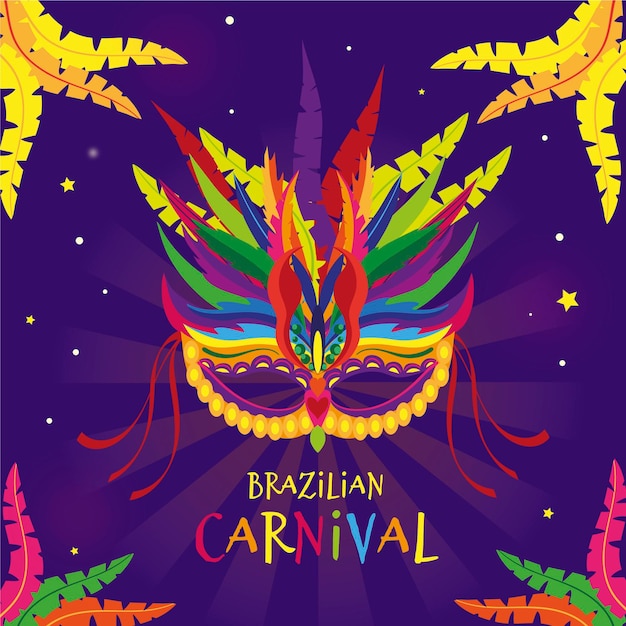 Kostenloser Vektor hand gezeichnete brasilianische karnevalsmaske