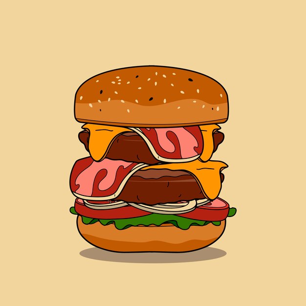 Hand gezeichnete Burgerillustration