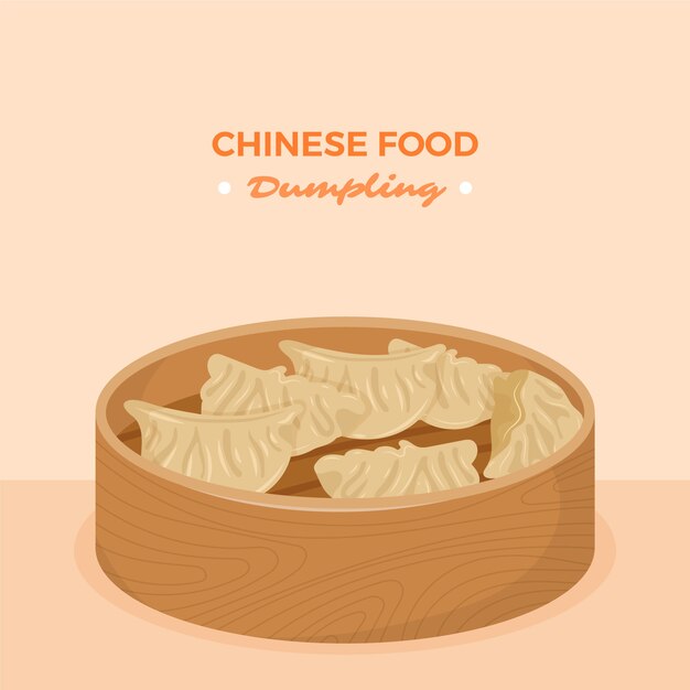 Hand gezeichnete chinesische Lebensmittelillustration des flachen Designs