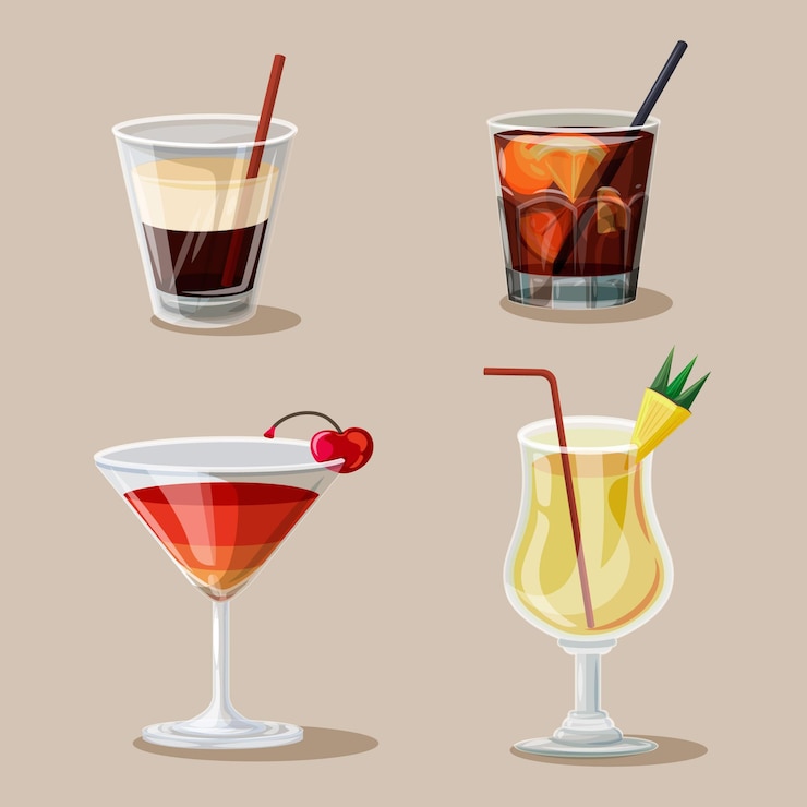 Kostenlose Vektor hand gezeichnete cocktail-sammlung