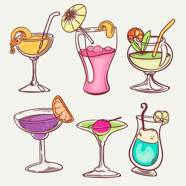 Hand gezeichnete Cocktail-Sammlung