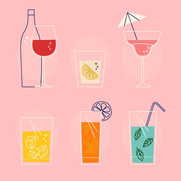 Hand gezeichnete Cocktail-Sammlung