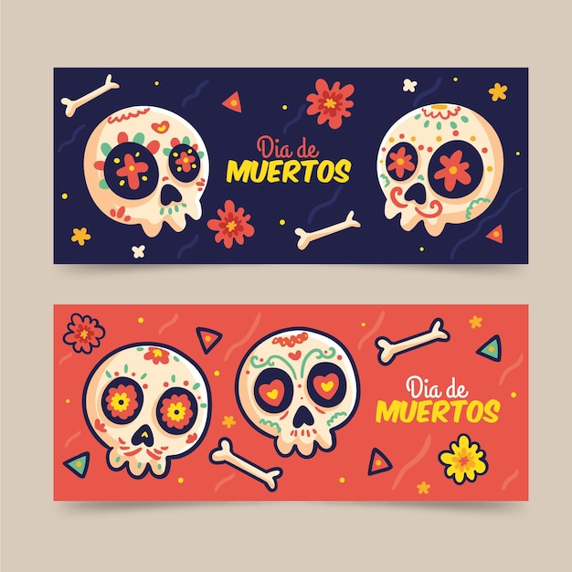 Hand gezeichnete dia de muertos banner