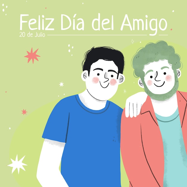 Hand gezeichnete dia del amigo - 20 de julio illustration