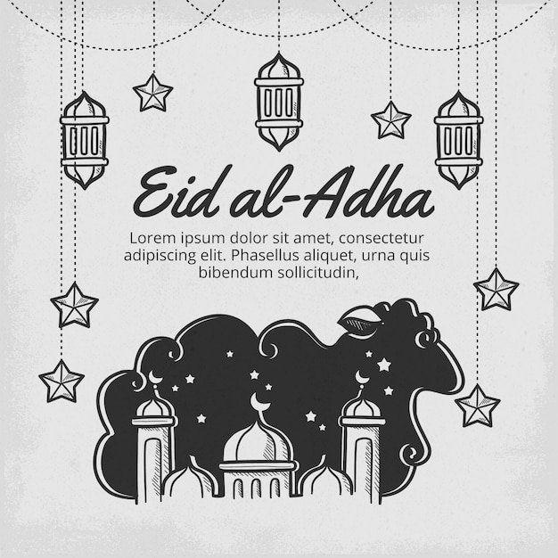 Kostenloser Vektor hand gezeichnete eid al-adha illustration