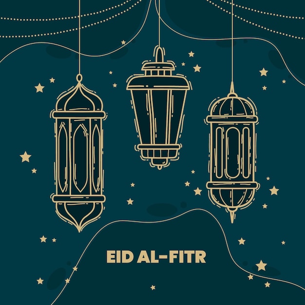 Hand gezeichnete eid al-fitr illustration