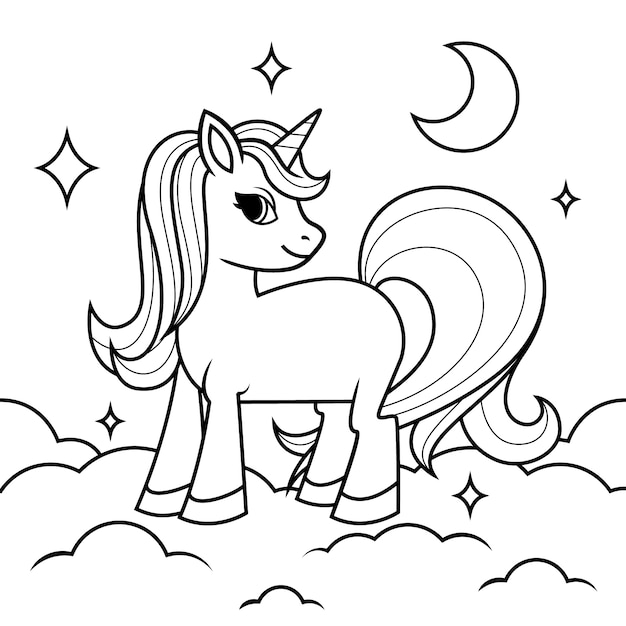 Hand gezeichnete Einhorn-Umrissillustration