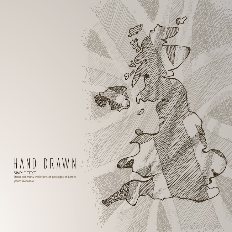 Hand gezeichnete england Karte