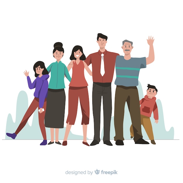 Hand gezeichnete familienporträtillustration