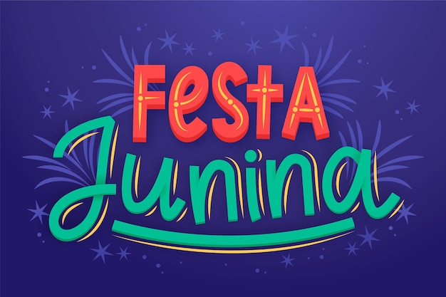 Hand gezeichnete festa junina beschriftung