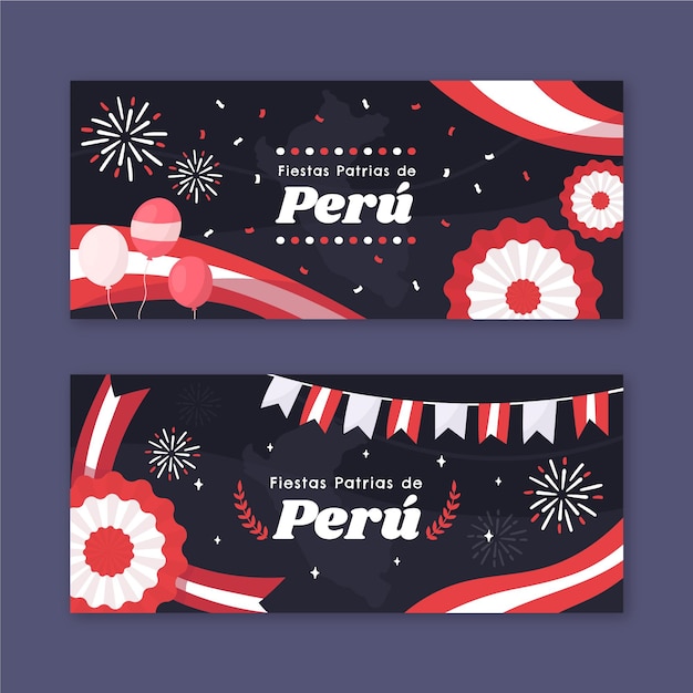 Hand gezeichnete fiestas patrias de peru banner gesetzt