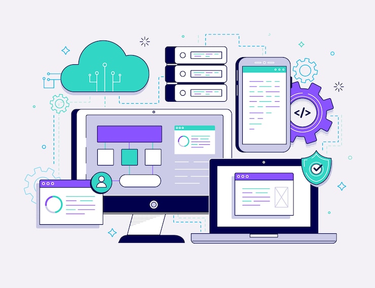 Kostenlose Vektor hand gezeichnete flache design-api-illustration