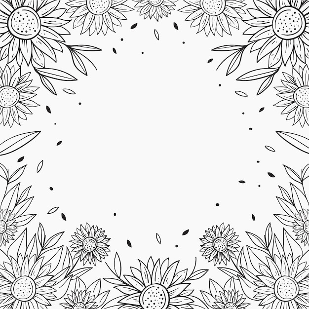 Hand gezeichnete flache design-sonnenblumengrenze