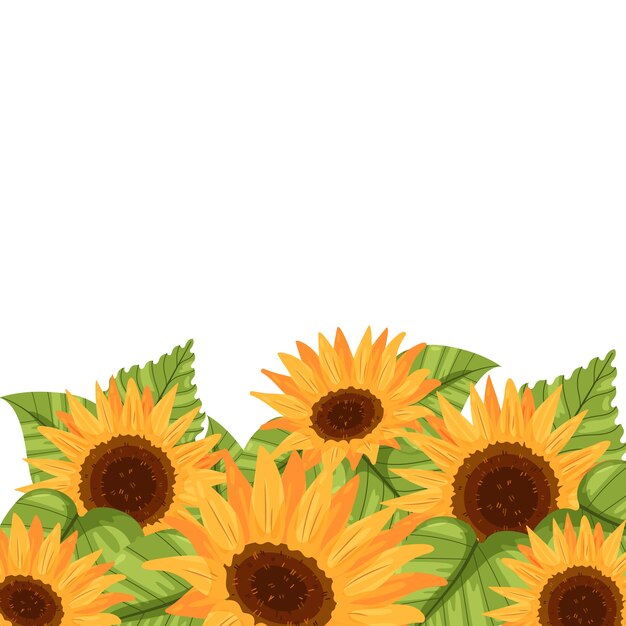 Hand gezeichnete flache Design-Sonnenblumengrenze