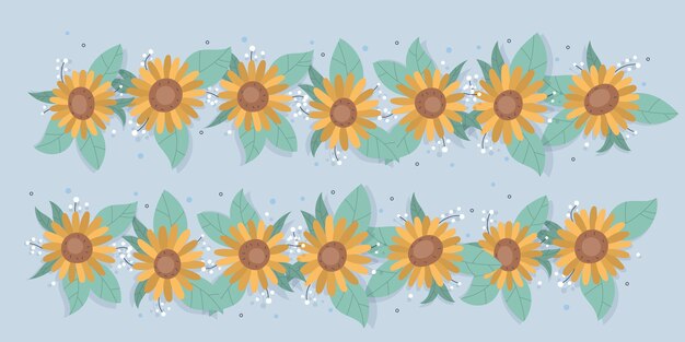 Hand gezeichnete flache Design-Sonnenblumengrenze