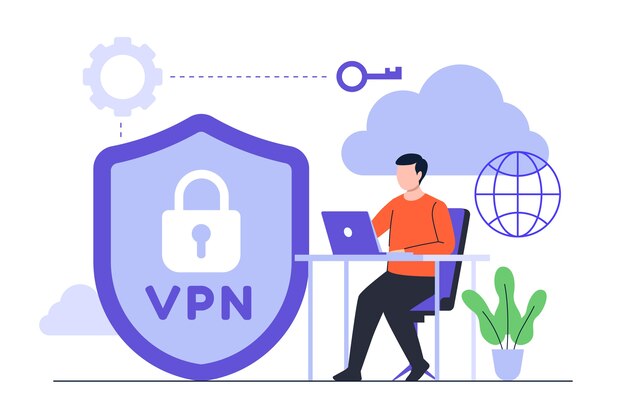 Hand gezeichnete flache Design-VPN-Illustration