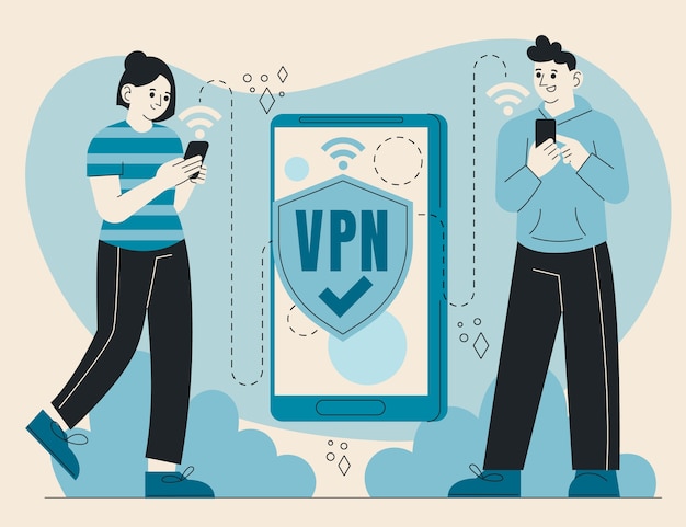 Hand gezeichnete flache Design-VPN-Illustration