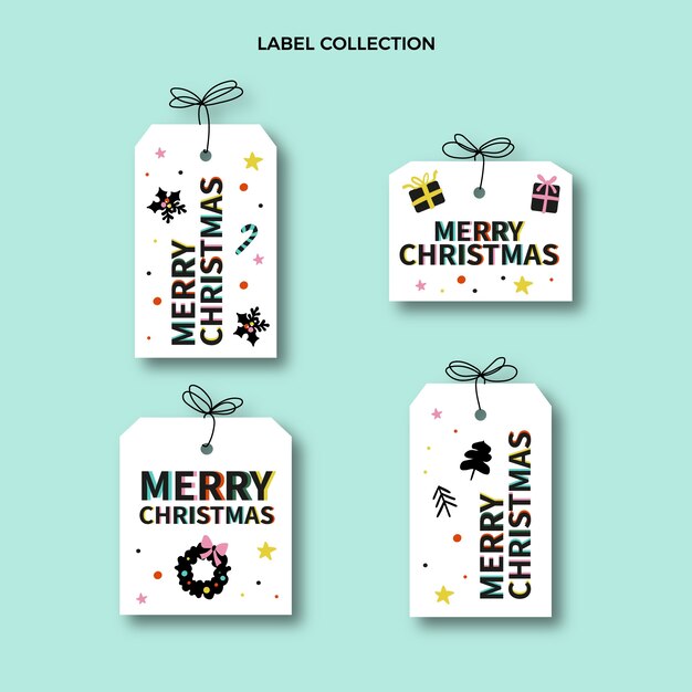 Hand gezeichnete flache weihnachtsabzeichensammlung