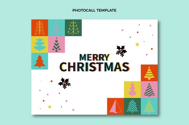 Hand gezeichnete flache Weihnachtsfototerminschablone