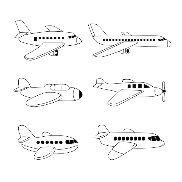 Kostenloser Vektor hand gezeichnete flugzeugentwurfsillustration