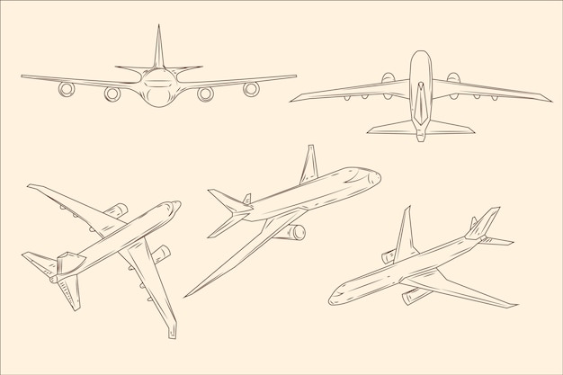 Kostenloser Vektor hand gezeichnete flugzeugentwurfsillustration