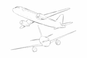 Kostenloser Vektor hand gezeichnete flugzeugentwurfsillustration