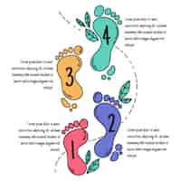 Kostenloser Vektor hand gezeichnete footprint-infografiken