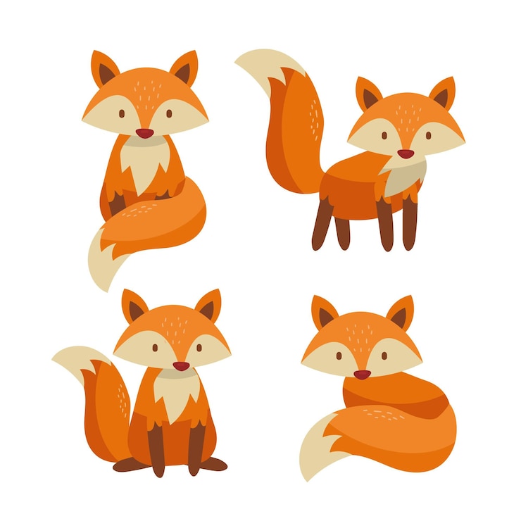 Kostenlose Vektor hand gezeichnete fuchs-sammlung