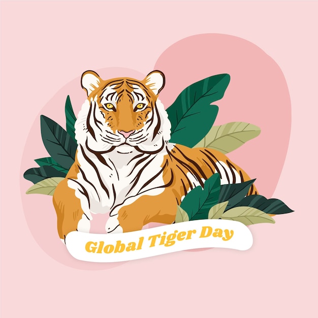 Hand gezeichnete globale Tigertagillustration