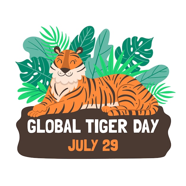 Hand gezeichnete globale tigertagillustration