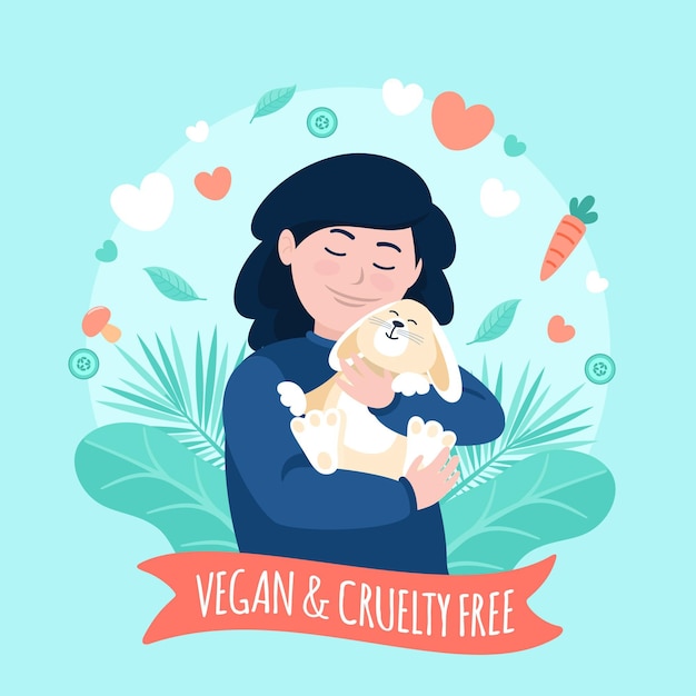 Kostenloser Vektor hand gezeichnete grausamkeitsfreie und vegane konzeptillustration