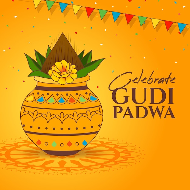 Hand gezeichnete gudi padwa