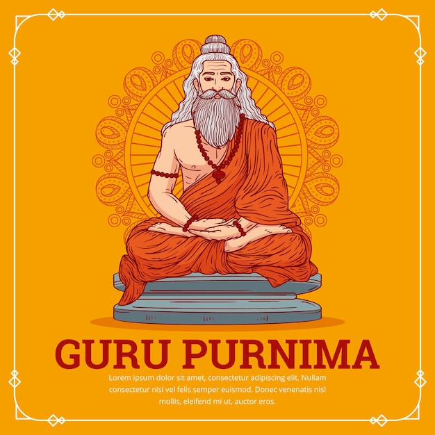 Kostenloser Vektor hand gezeichnete guru purnima illustration
